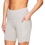 Reebok Women's Compression Running Shorts - High Waisted Performance Gym Yoga & Workout Bike Short - 7 Inch Inseam - Grey Heather Trainer High Rise, Small