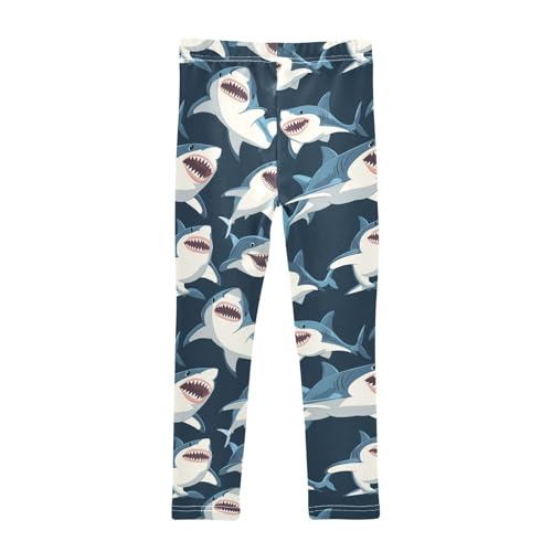 Sharks Girls Leggings Toddler Doodles Cartoon Kids Yoga Pants Dance Active Tights 4T2