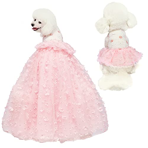 Dogs-Wedding-Dresses-Flower-Tutu-Skirt-with-Detachable-Train-for-Small-Medium-Dog-Pet-Outfit-Formal-Apparel-Princess-Clothes-for-Birthday-Party-Costume-Pink-Set-L