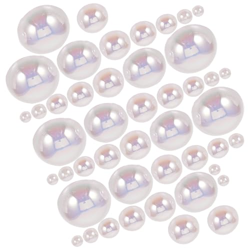 KALLORY 7-Compartment Plum-Shaped Container with Half Round Ab Nail Art Pearls, Small Pearl Charms for Manicure DIY Nail Decorations in Beauty Supplies