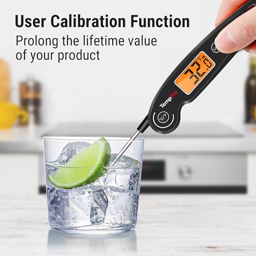 Image of TempPro TP605 Instant Read Meat Thermometer for Cooking, Waterproof Digital Food Thermometer with Large Backlit LCD, Kitchen Thermometer for Grilling, Smoking & Candy Making (Previously ThermoPro)