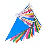 Deosdum Lot de 10 Banderoles Colorées, Drapeau Triangulaire de Jardin Réutilisable pour Mariage, Fête d'anniversaire, Fête Prénatale, Anniversaire, Remise des Diplômes, Décoration de Salle de Classe.