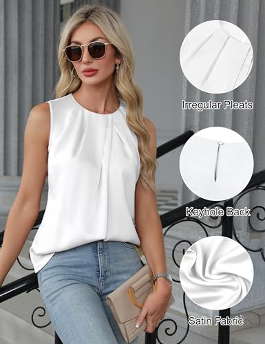 Blooming Jelly Womens Summer Tank Tops Business Casual Outfits Satin Blouse Dressy Work Shirts Spring Clothes2