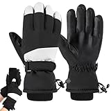 Men’S Windproof & Waterproof Ski Gloves, Thermal Fleece Lined, Touchscreen Compatible for Skiing, Running, Cycling