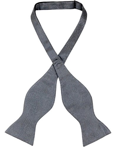 Vesuvio Napoli SELF TIE Bow Tie CHARCOAL GREY Color PAISLEY Design Men's BowTie