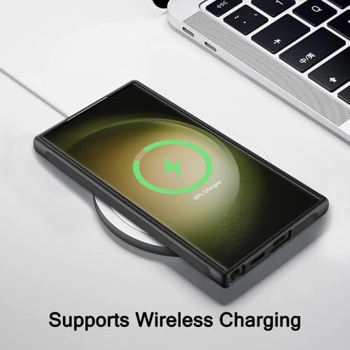 Image of TheGiftKart Hybrid Matte Frosted Translucent Back Cover Case for Samsung Galaxy S23 Ultra 5G Compatible with MagSafe | ShockProof Design | Camera Protection Module | Hard Cover (PC & TPU, Frost Black)