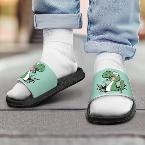 Boys Slide Sandals Dinosaur Theme Kids Shower Shoes Non Slip Summer Slippers4