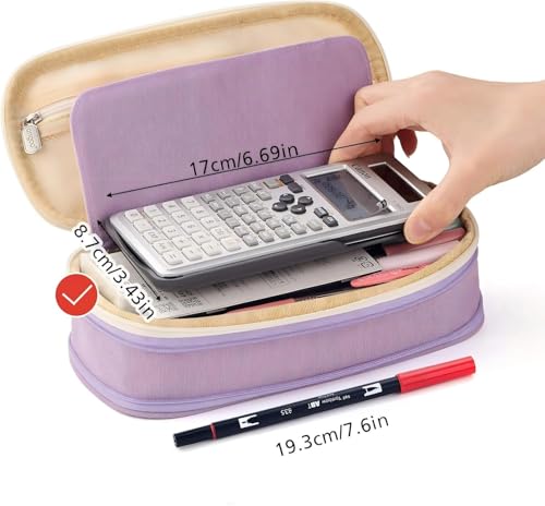 EASTHILL Big Capacity Pencil Pen Case Office College School Large Storage High Capacity Bag Pouch Holder Box Organizer Blue (Purple)