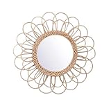 ZWXC Hanging Mirror - Rattan Sunflower Circular Wall Mirror, Decor Bathroom Boho Nordic Wicker Dress