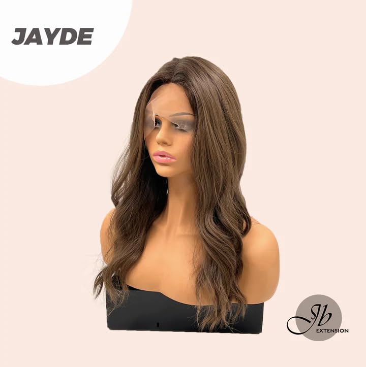 Miniatura 2 de JAYDE - Peluca de encaje frontal de color marrón natural, pelucas largas y rizadas para mujer, pelucas sintéticas naturales para uso diario (pelucas