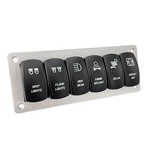 Image of Customize 6 Gang Rocker Switch Panel White Led ON-Off Toggle Switch Panel for Car Boat RV Trailer Motorcycle IP66