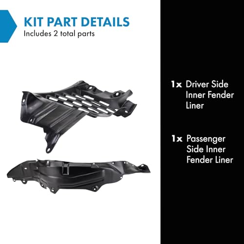Image of TRQ Inner Fender Liner Set Compatible with 1999-2000 Mazda Miata MA1249122 MA1250111
