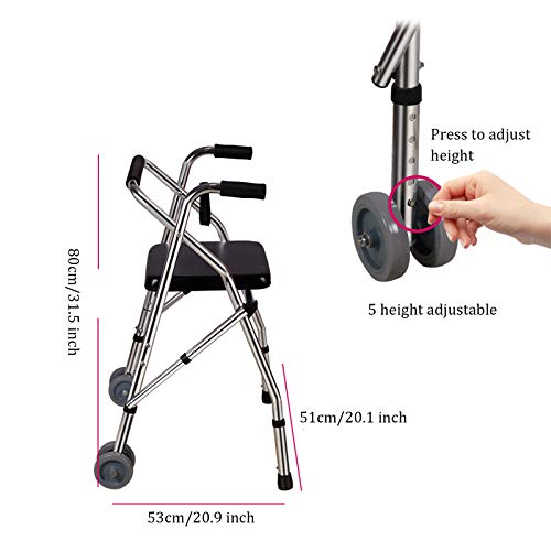 Déambulateur vertical avec siège ELQ à hauteur réglable et roues