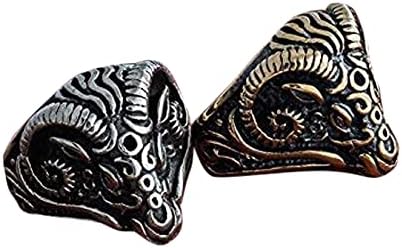 Handmade Aries Ram ring, Zodiac sign, horns, silver or bronze, animal, men's ring