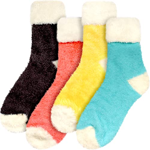 Image of BambooMN Women's Super Soft Fuzzy Socks, Polka Dot, Gradient, Snowflake, Featherlight Cuff - Assorted Colors