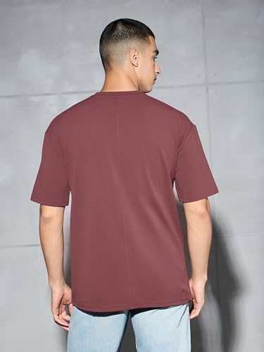 Image of TECHNOSPORT Men's Oversized Fit Half Sleeve Crew Neck T-Shirt, ELASTO Plus Quick Dry Moisture Wicking Stretchable Sports Gym and Casual Wear
