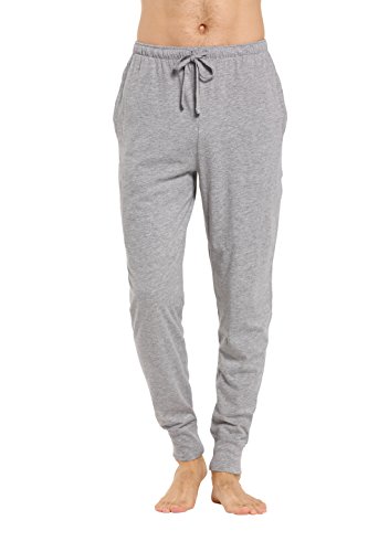 CYZ Men's Cotton Knit Lounge Pants with Drawstring-Grey Melange-S2