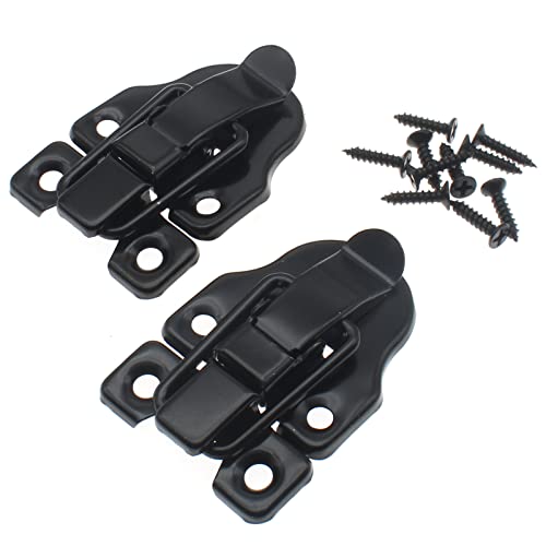 OZXNO 2 cierres de palanca de estilo retro con tornillos de montaje para reparación/caja de joyería decorativa de madera (negro)