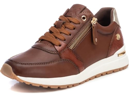 XTI - Zapatilla Cierre de Cremallera para Mujer, Color: Marron, Talla: 40