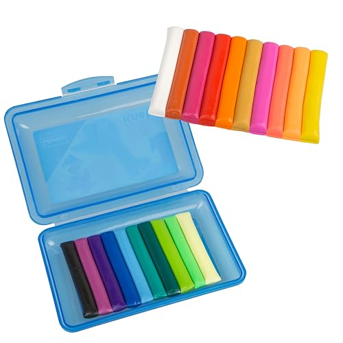 Idena - Knetebox mit 20 Stangen bunter Knete, in blauer Aufbewahrungsbox, lustiger Knetspaß für Kinder, Blau