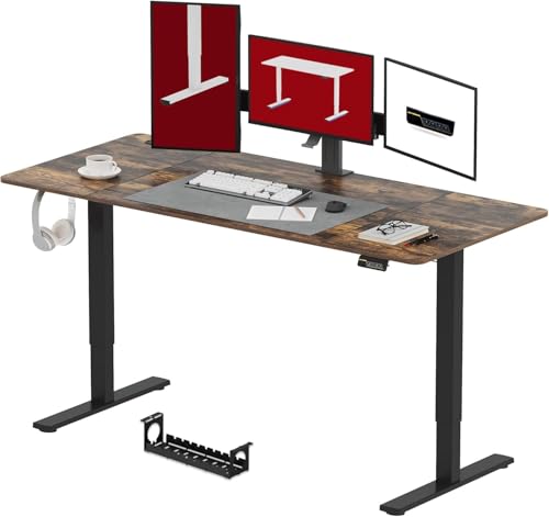 SANODESK Höhenverstellbarer Schreibtisch 200 x 80 cm Schreibtisch Höhenverstellbar Elektrisch Ergonomischer Steh-Sitz Tisch Computertisch für Heimbüro Homeoffice(braun)
