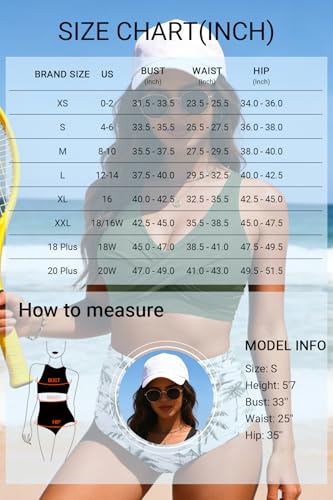Image of Yonique High Waisted Two Piece Swimsuit-Womens Bikini Set Tummy Control Bathing Suit Modest Full Coverage Bikini 2025 Green Palm Tree M