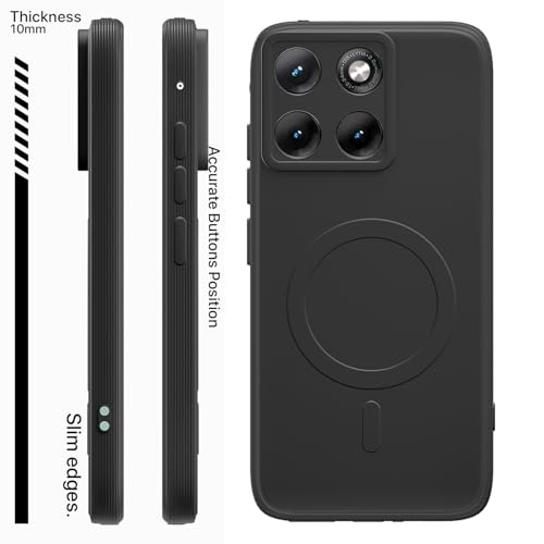 Image of Outlouders Back Cover for Motorola Moto Edge 70 Fusion 5G Soft Matte Silicone Cover with Slim Fit | Mag-Safe Logo (Not Mag-Safe Compatible) | Shockproof | Camera Protection Bumper Case (Black)