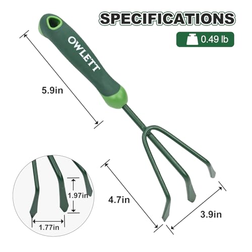 Rastrillo manual para jardín de 3 púas con mango ergonómico miniatura 2