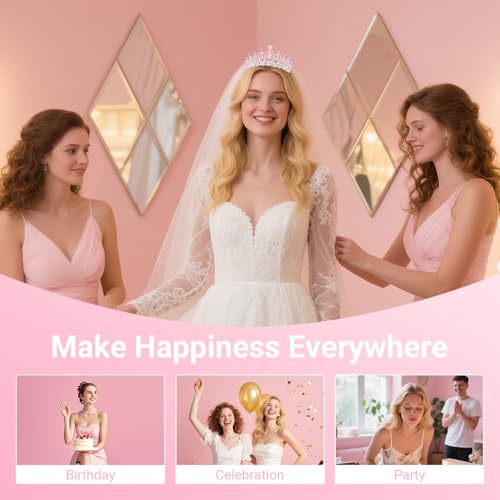 Tiara Crown for Women, Headband Hair Accessories for Birthday Wedding Party Costume (C-Pink)