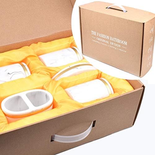 Bathroom Accessory Set, 5 Pieces Luxury Bathroom Accessory Sets Marble Pattern Bathroom Accessories Lotion Dispenser, Toothbrush Holder, Cups, Soap Dish