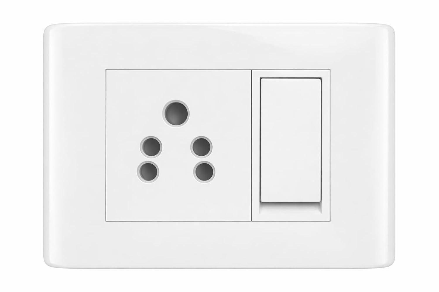 Modular 5 Pin Socket with Switch, 6A Polycarbonate Switch Board Plate for Home & Office-image-33