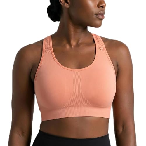 Image of Under Control Plus Size Sport Bras for Women Large Bust Seamless Racerback Padded Yoga Workout Bras Black White Pack 1X-2X-3X
