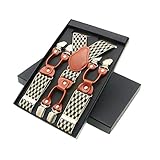 Hosenträger 6 Clip Herren -Hosenträger Casual Mode Unisex -Zahnspangen elegant braunes Lederhemd Hemd Hosenträger Verstellbares Gürtelgurt Papa Geschenk (Farbe : As Shown, Size : 120x3.5cm)