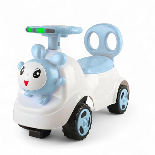 Image of kidsROAR Push Ride On Car for Kids 1-5 Years | Baby Push Car with Music, 3D Lights & Backrest | Premium Ride On Toy Supports Up to 35kg (Rabbit, Blue)