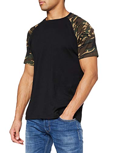 Preisvergleich Produktbild Urban Classics Herren Raglan Contrast Tee T-Shirt, blk / woodcamo, XL