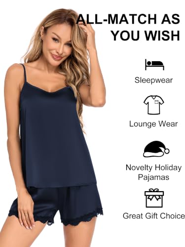 Image of COLORFULLEAF Satin Pajama Set for Women Sexy 2 Piece Silk Cami Pjs Sets