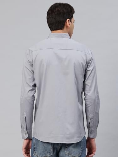 Image of Majestic Man Men's Cotton Slim Fit Solid Casual Shirt