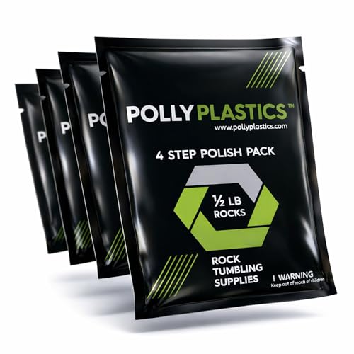 Image of Polly Plastics Rock Tumbler Grit and Polish | 4-Steps Supplies for Tumbling and Polishing Stones and Gems | Professionals Adults and Kids | New Sachet Size for Enhanced Tumbling at Unbeatable Value