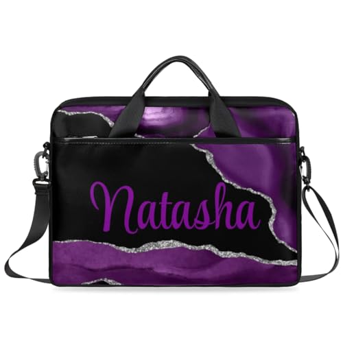 Personalized Laptop Bag Case Briefcases Shoulder Bag for Women, Custom Computer Cases for Laptops Hot Pink Flower