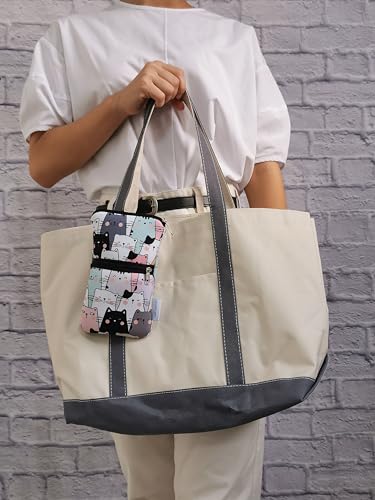 Image of Tainada 2-Zip Neck Phone Pocket Bag w /Belt Loop (Doodle Cats Style 1) | For Men /Women; Water-resistant neoprene pouch, shockproof, lightweight, w /carabiner; Compatible with most of smartphones