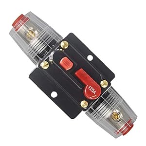 30A 40A 50A 60A 80A 100A 125A 150A Audio Circuit Breaker Auto Car Stereo Inline Fuse Holders Inverter, Manual Reset 12V-24V DC for Automotive Marine Boat Audio System Protection (125A)