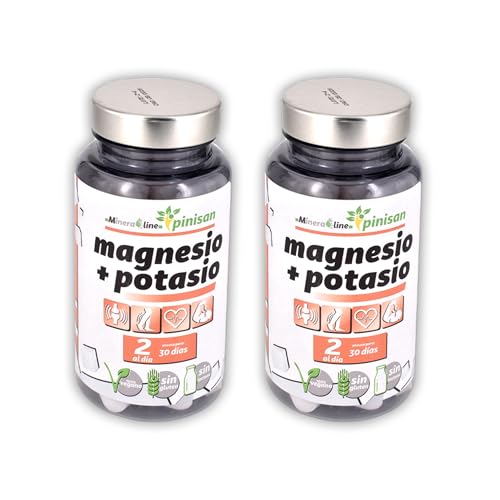 Pinisan Magnesio + Potasio con Vitamina B6 – Pack 2 Unidades de 60 Comprimidos| Apoyo Muscular, Sistema Nervioso y Energía | Reduce Cansancio y Mantiene la Tensión Arterial