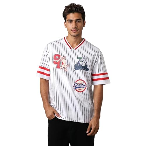 T-shirt Scooby-Doo coupe homme col en V avec imprimé officiel Warner Bros