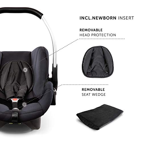 Hauck Comfort Fix Set, Siège Auto Groupe 0 avec Base Isofix, ECE 44/04 de la Naissance à 13 kg, Protection Latérale, Indicateurs de Sécurité, Système de Voyage, Noir