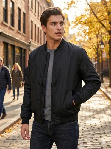 جاكيت رجالي شتوي ووتر بروف مقاوم للماء – خامة خفيفة مبطنة – تصميم عملي بجيوب جانبية – مناسب للبرد والهواء – من ميزا (اسود, XXL)