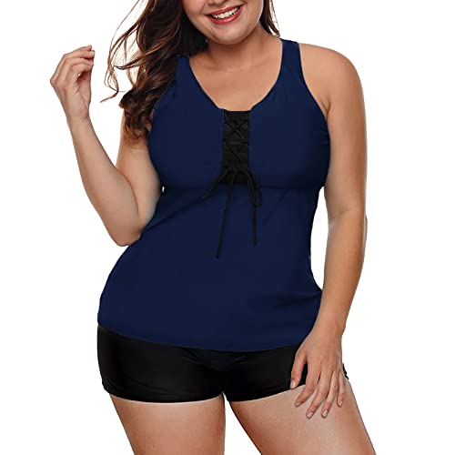 Maillot de bain 2 pièces pour femme grande taille haut de sport noir foncé M