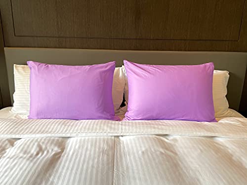 Image of Soft Pillow Covers 21 x 30 Inches - 100% Egyptian Cotton 400 Thread Count Set of 2 Pillow Cover Set Envelope Closure Hotel Quality Pillowcase - Lilac