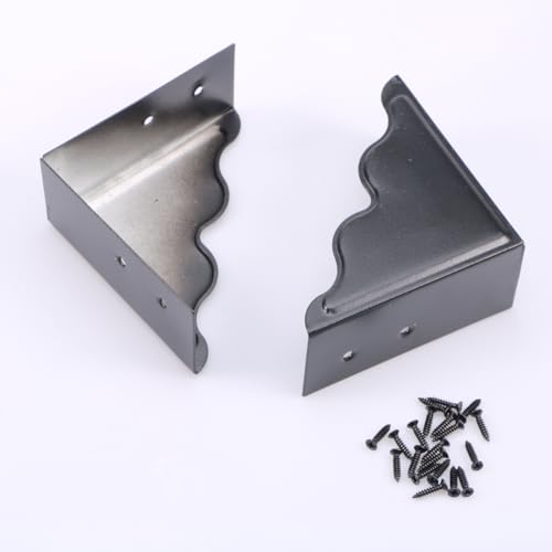 Image of 4 Pcs Metal Corner Protectors, Black Decorative Corner Guard for Wood Funiture Table Box Cabinet Edge Protectors