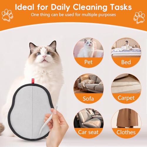 Image of Qpets Pet Hair Removal Glove, Static-Enhanced Pet Hair Removal Mitt with 5-Finger Design, Reusable Grooming Mitt Cleaning Glove for Furniture, Carpets, Car Seats for Dogs Cats (22x18.5x14.5cm)