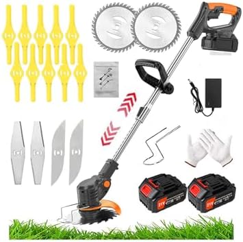 Metal Blade Brushcutter, Cordless Lithium Battery Powered Grass Trimmer with Adjustable Telescopic Long Handle for Lawn and Garden Pruning Metal Blade Brushcutter, Cordless Lithium Battery Powered Grass Trimmer with Adjustable Telescopic Long Handle for Lawn and Garden Pruning
